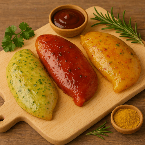 Hähnchenfilet Gewürzt Kräuterbutter/Bbq/Curry TK