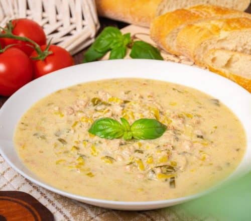 Käse-Lauch-Suppe Glas