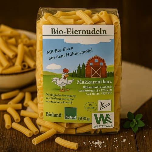 Bio Eiernudeln Makkaroni Kurz 500G
