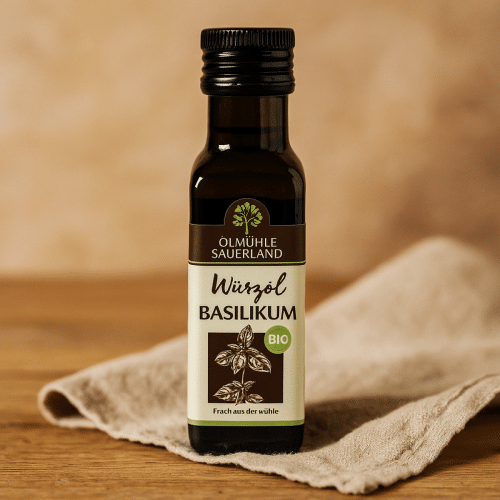 Würzöl Raps, Basilikum, Kaltpressung, 100Ml- Flasche